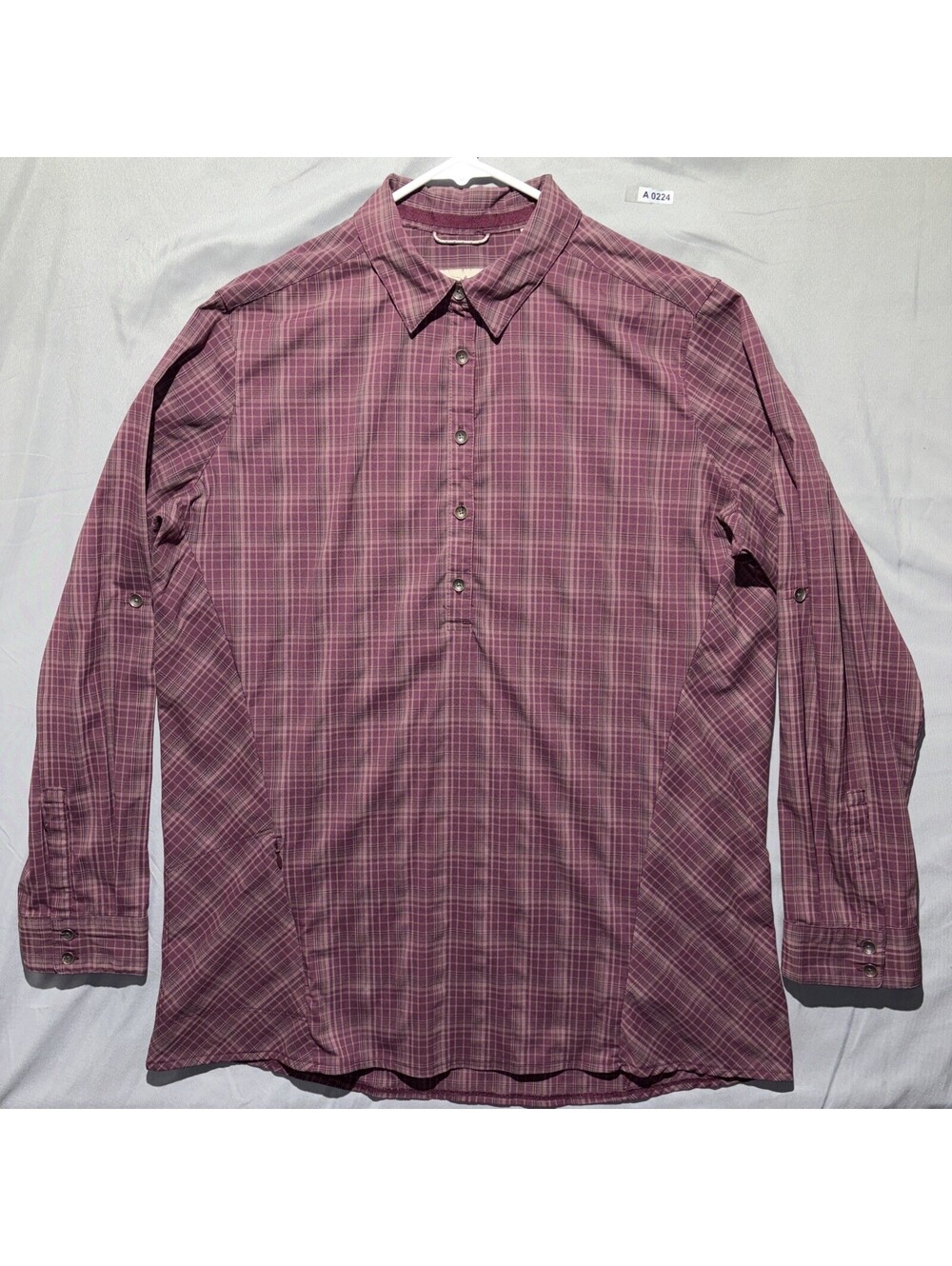 Royal Robbins Button Down Long Sleeve Shirt Men’s Large Burgundy Hidden Pocket🔥